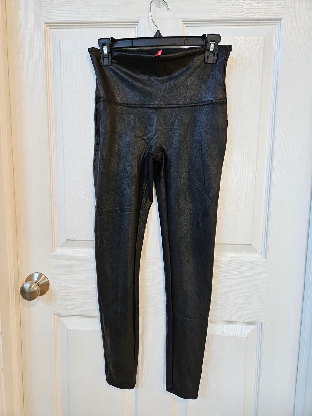 Spanx Faux Leather Leggings Black High Rise Pull On Size Large